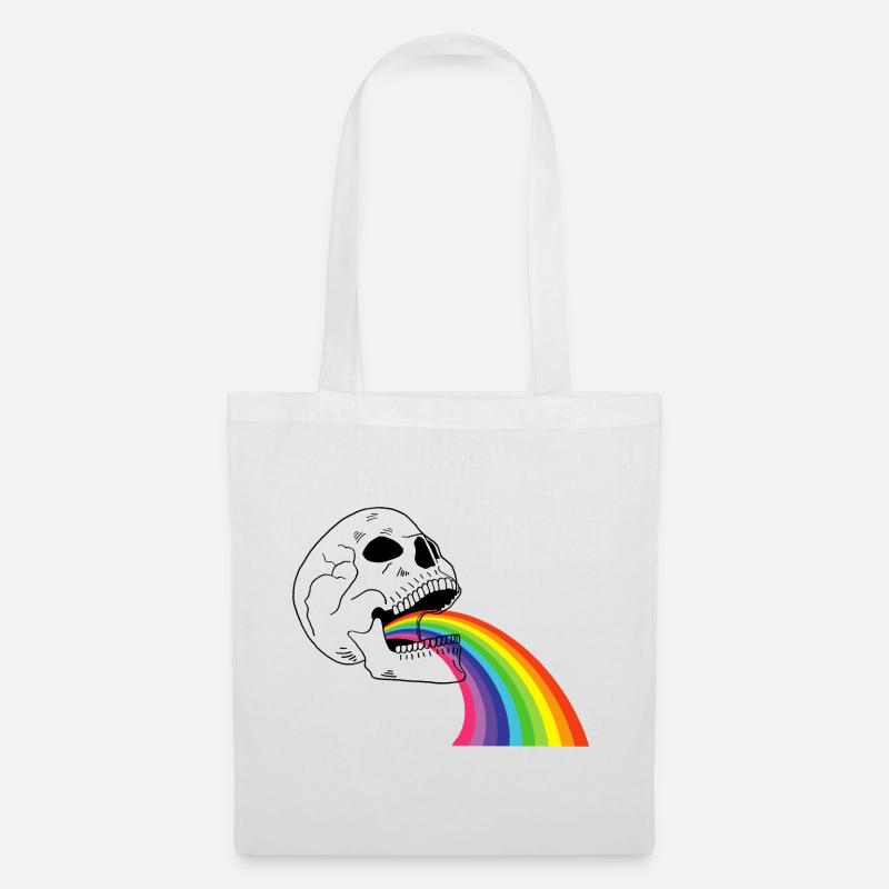 Regenbogen-Totenkopf - Stoffbeutel - Weiß