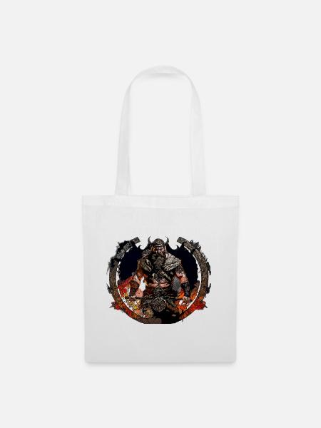 Viking Krieger im Feuerkreis - Stoffbeutel - Weiß
