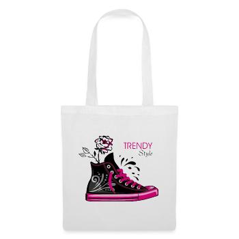 Trendige, stylische Sneaker - Stoffbeutel - Weiß - Vorne
