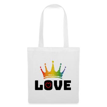 Amour Coeur rouge Couronne arc-en-ciel noir - Sac en tissu - blanc - Devant