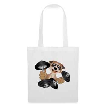 Bodybuilder meerkat with dumbbells while exercising - Tote Bag - white - Front