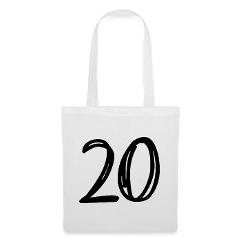 20. 20 ANS. 20e ANNIVERSAIRE. ANNIVERSAIRE 20 ANS. - Sac en tissu - blanc - Devant