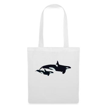 Maman et bébé orques - Sac en tissu - blanc - Devant
