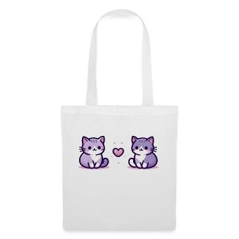 Chats avec un petit cœur - Sac en tissu - blanc - Devant