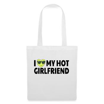 J’aime ma copine Lunettes Cœur Vert Noir - Sac en tissu - blanc - Devant