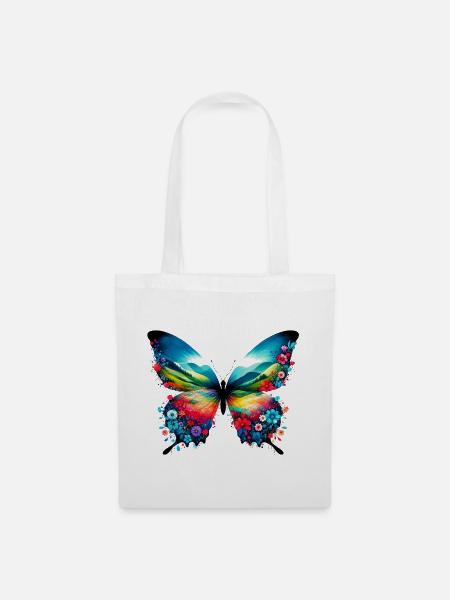 Schmetterling - Stoffbeutel - Weiß