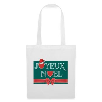 Joyeux Noël tête de cœur staffie et nœud cadeau - Sac en tissu - blanc - Devant