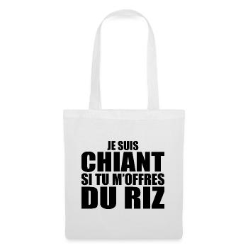 Homme qui adore : Riz. Design Drôle Humour Sushi - Sac en tissu - blanc - Devant
