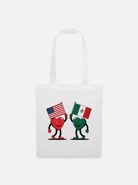Amerika und Mexiko Herzen - Stoffbeutel - Weiß