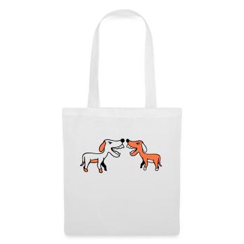 2 chiens aboient bruyamment à l’équipe de morsure Nasty Fight - Sac en tissu - blanc - Devant