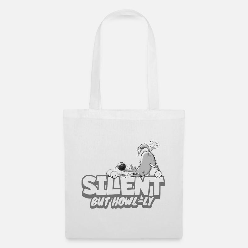Wolf Pupst Spruch I Furzendes Wildtier Cartoon - Stoffbeutel - Weiß