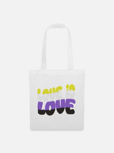 Love is Love – Nonbinary & Proud - Stoffbeutel - Weiß