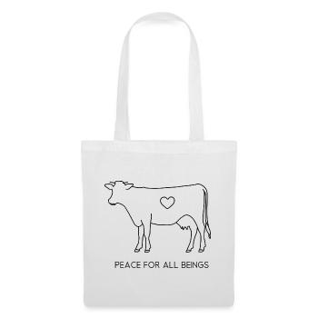 Peace for All Beings – Fine Line Cow - Tote Bag - white - Front
