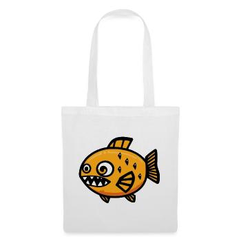 Piranha Fisch Halloween Comic Lustig - Stoffbeutel - Weiß - Vorne