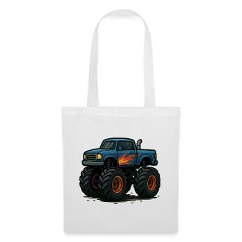 Flammes Monster Truck Dessin animé - Sac en tissu - blanc - Devant