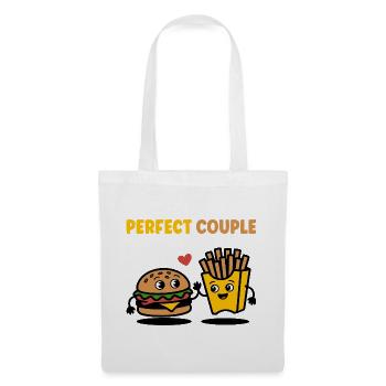 Perfect Couple Burger and Fries Cute Design - Stoffbeutel - Weiß - Vorne