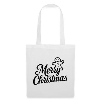 Merry Christmas mit niedlichem Lebkuchenmann - Stoffbeutel - Weiß - Vorne