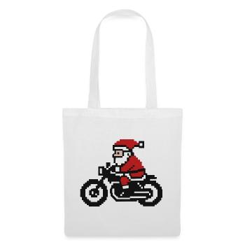 Ugly Christmas Sweater – Santa in Retro Pixel Style - Tote Bag - white - Front
