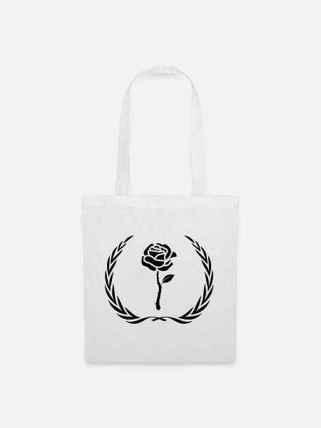Rose Symbol Kranz - Stoffbeutel - Weiß