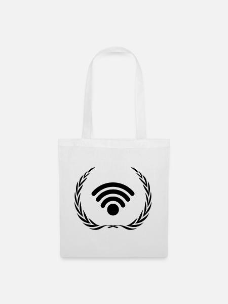 Wlan Internet Kranz - Stoffbeutel - Weiß