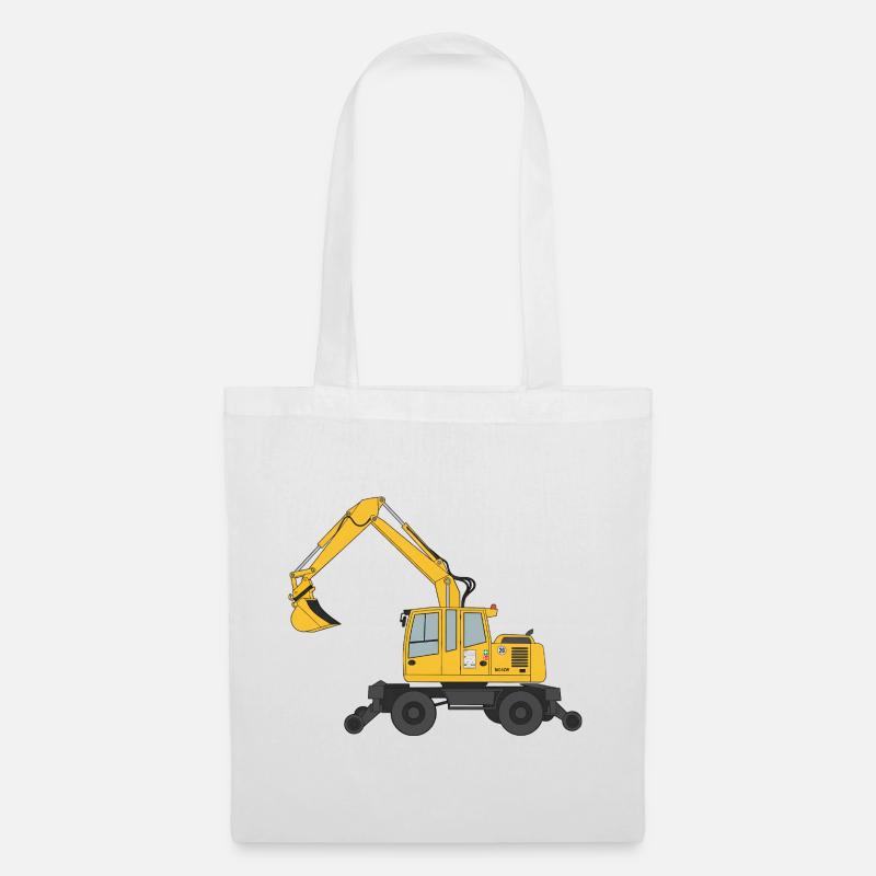 Zweiwegebagger Bagger Gleisbau - Stoffbeutel - Weiß