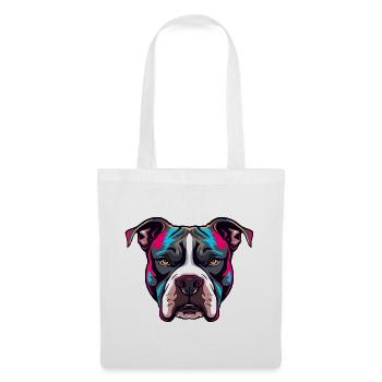 Neon Pitbull Porträt - Stoffbeutel - Weiß - Vorne