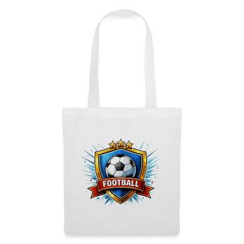 Fußball Wappen mit Ball und Banner - Stoffbeutel - Weiß - Vorne