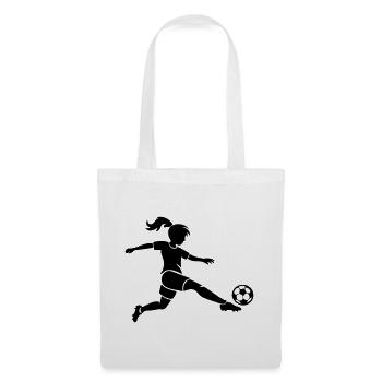 Fussballerin Fussball Silhouette - Stoffbeutel - Weiß - Vorne
