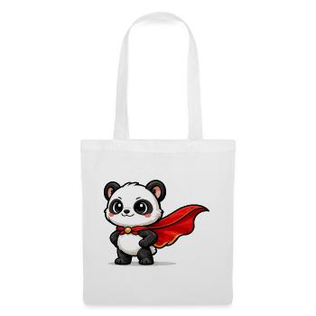 held Panda – Kleiner Superpanda - Stoffbeutel - Weiß - Vorne