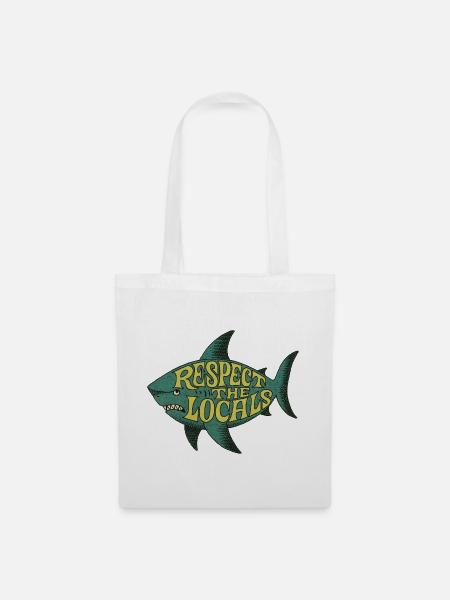 Respektiert die Einheimischen Fischtee - Stoffbeutel - Weiß