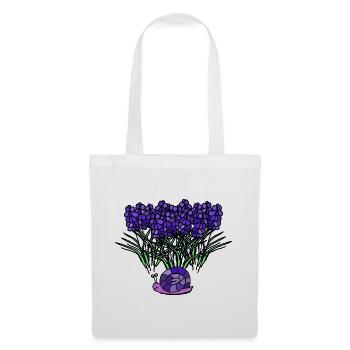 Lila Blumengruß mit Schnecke Lavendel Blume - Stoffbeutel - Weiß - Vorne