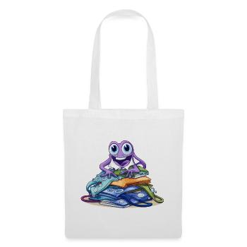 Monstre créatif sur une pile de livres - Sac en tissu - blanc - Devant