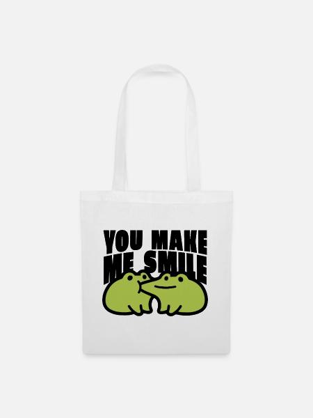 You Make me Smile Spruch - Stoffbeutel - Weiß