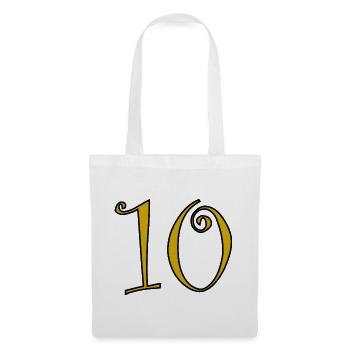 10. 10 ANS. 10e ANNIVERSAIRE. ANNIVERSAIRE 10 ANS. - Sac en tissu - blanc - Devant