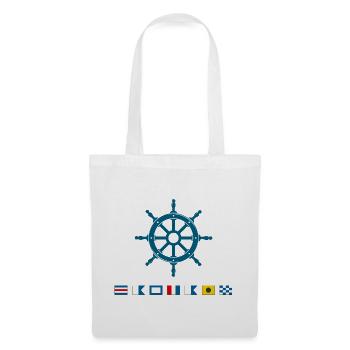 Captain Maritimes Steuerrad Segler Design - Stoffbeutel - Weiß - Vorne