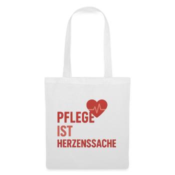 Pflege Herzsache - Stoffbeutel - Weiß - Vorne