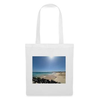 Plage au soleil : bleu et sable - Sac en tissu - blanc - Devant