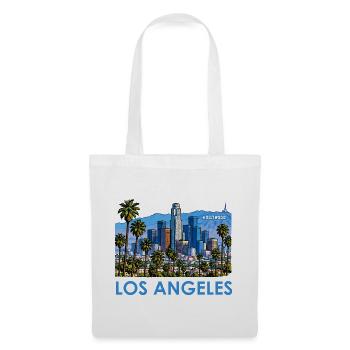 Los Angeles Skyline Palmen Illustration - Stoffbeutel - Weiß - Vorne
