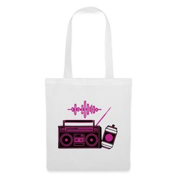 Neon Boombox Radio Grafik - Stoffbeutel - Weiß - Vorne
