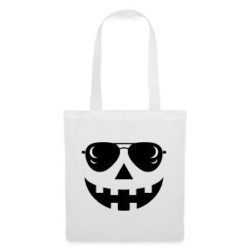 Lustiges Halloween Kürbis Gesicht mit Sonnenbrille - Stoffbeutel - Weiß - Vorne