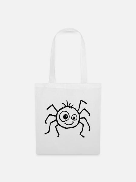 Niedliche Halloween-Spinne im Kritzelstil - Stoffbeutel - Weiß