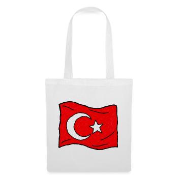 Handgezeichnete Türkei-Flagge im Wind - Stoffbeutel - Weiß - Vorne