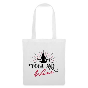 Yoga and Wine - lustig - - Stoffbeutel - Weiß - Vorne