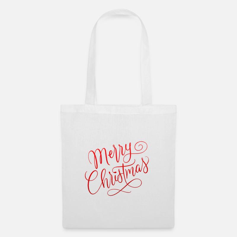 Merry Christmas mit Schneeflocken - Stoffbeutel - Weiß