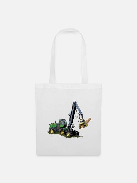 Harvester, Holzerntemaschine - Stoffbeutel - Weiß