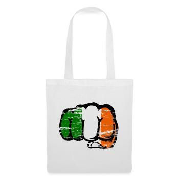 Poing de la main du drapeau irlandais utilisé - Sac en tissu - blanc - Devant