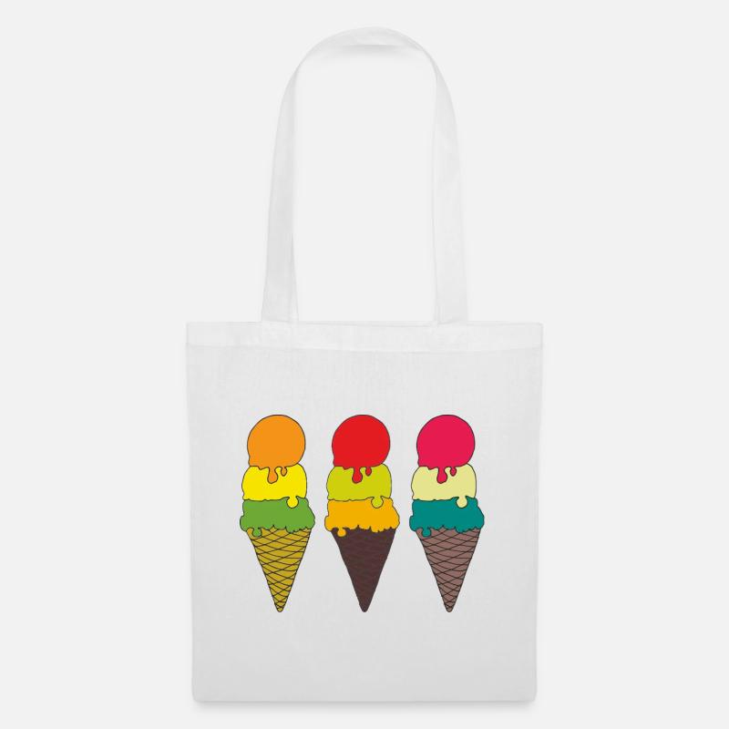 Bunte Eistüten Illustration - Stoffbeutel - Weiß