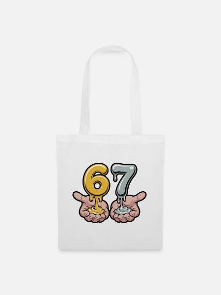 67 - Funny Six Seven T-Shirt - Stoffbeutel - Weiß