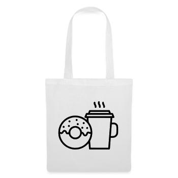 Donut und Kaffee Becher - Stoffbeutel - Weiß - Vorne