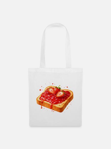 Toast mit Erdbeermarmelade Illustration - Stoffbeutel - Weiß